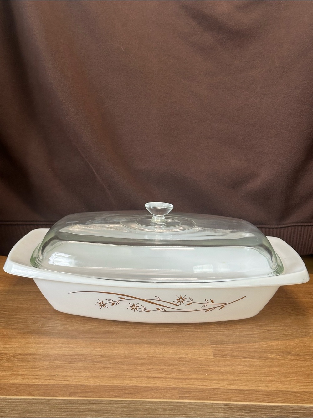 Vintage Pyrex Golden Honeysuckle #035 2.5 Qt Casserole w/ Lid 1960s